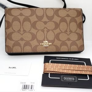 COACH Hayden Crossbody Clutch In Signature Canvas + Signature Laces Match NWT